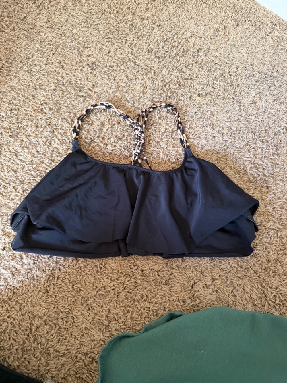 PINK Victoria's Secret Black Cheetah Bikini Top with Braided Straps